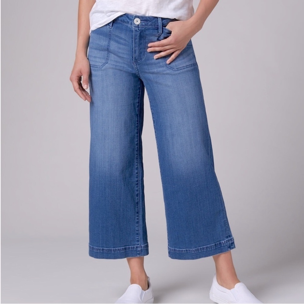 Energie Size 13 Wide Leg High Rise Crop Stretch Jeans Cotton-Polyester-Elastane